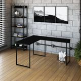 Escrivaninha L Estilo Industrial 120x140cm Dynamica Yescasa Preto Ônix / Preto
