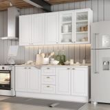 Cozinha Compacta 100% Mdf 4 Peças Com Portas De Vidro Americana Branco