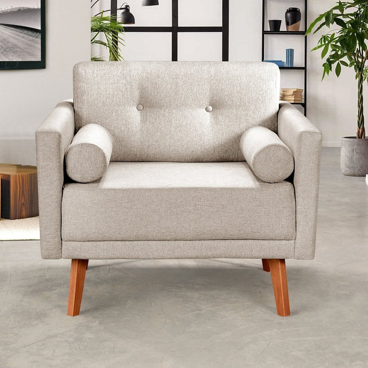 Poltrona Moderna Luma Decoração Sala, Varanda, Recepção Bege