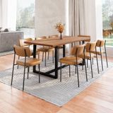 Conjunto Mesa De Jantar Rústica Madeira Maciça Com 8 Cadeiras Mona Marrom/preto
