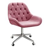 Poltrona Giratória Com Rodízio Cadeira Decorativa Sala, Escritório, Recepção Lua Rosa