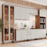 Cozinha Completa 8 Peças Com Cristaleira Yasmin Espresso Móveis Nature/areia