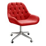 Poltrona Giratória Com Rodízio Cadeira Decorativa Sala, Escritório, Recepção Lua Vermelho