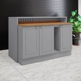 Kit Ilha Gourmet 3 Portas Com Tampo Americana Hp Cinza