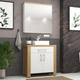 Gabinete Para Banheiro 80cm Com Cuba E Armário Ref 865 Itapuã/branco