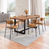 Conjunto Mesa De Jantar Rústica Madeira Maciça Com 6 Cadeiras Mona Marrom/preto
