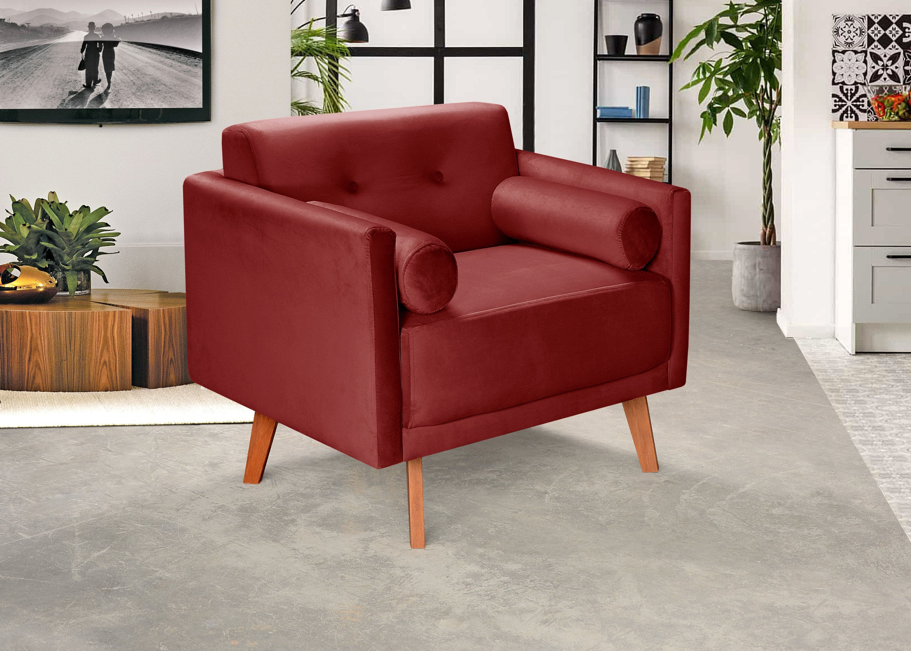 Poltrona Moderna Decoração Sala, Varanda, Recepção Luma Bordô