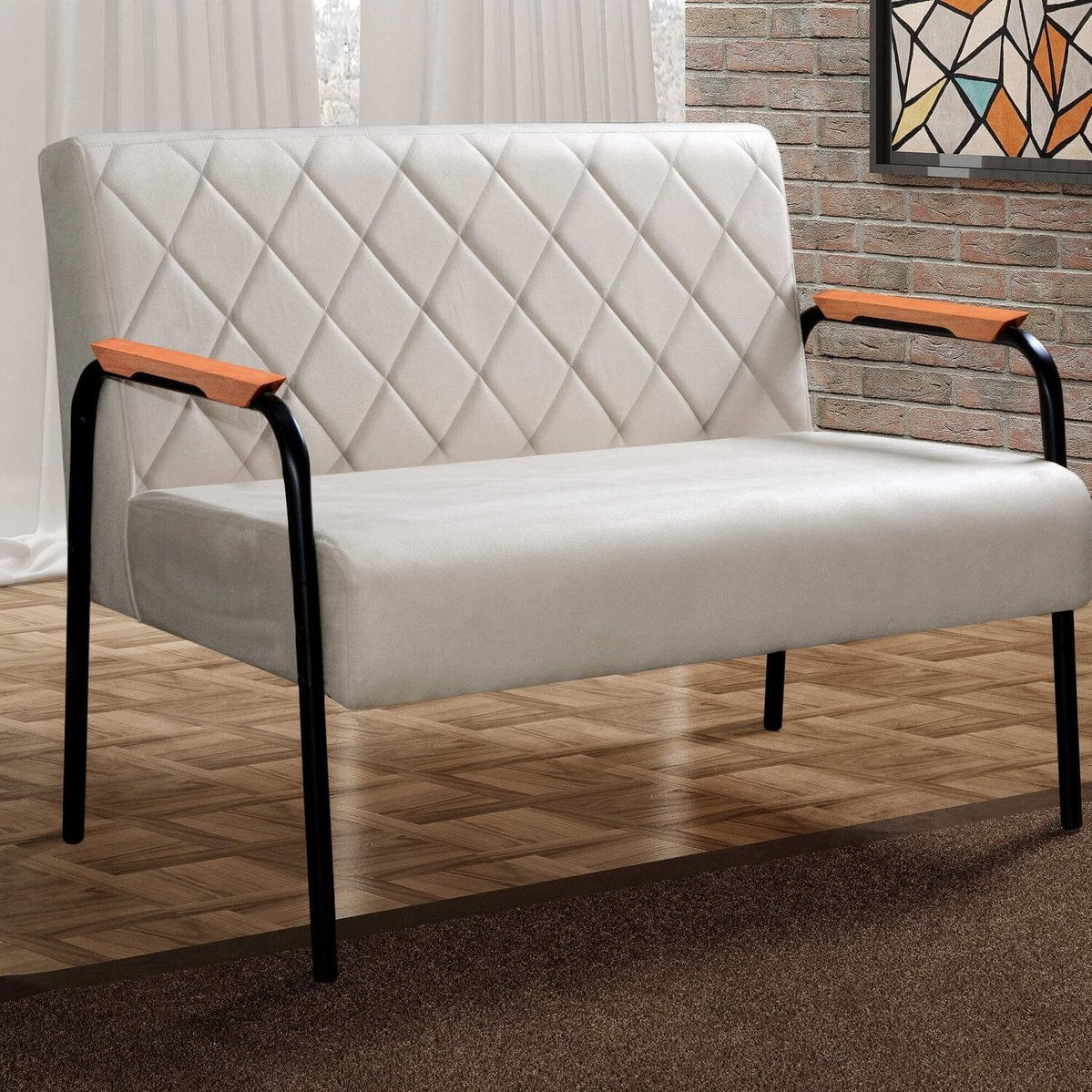 Namoradeira Cadeira Decorativa Sala, Recepção, Escritório Ludmilla Bege Claro