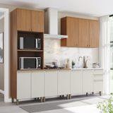 Cozinha Compacta 4 Peças Com Torre Quente Yasmin Espresso Móveis Nature/areia