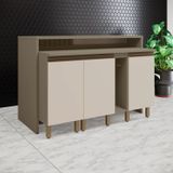 Kit Ilha Gourmet 3 Portas Com Tampo Connect Duna/cristal