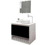 Gabinete Armário Para Banheiro Com Pia Cuba 60cm Balcão Suspenso Preto