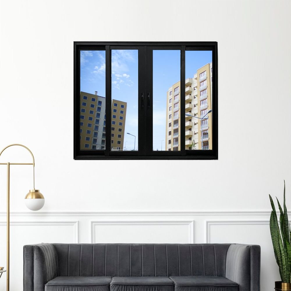 Janela Vitrô De Alumínio 4 Folhas 120 X 200cm Linha 25 Preto