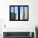 Janela Vitrô De Alumínio 4 Folhas Preto 120 X 150cm Linha 25 Preto