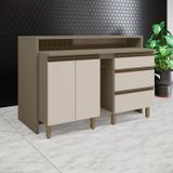 Kit Ilha Gourmet 2 Portas 3 Gavetas Com Tampo Connect Duna/off White