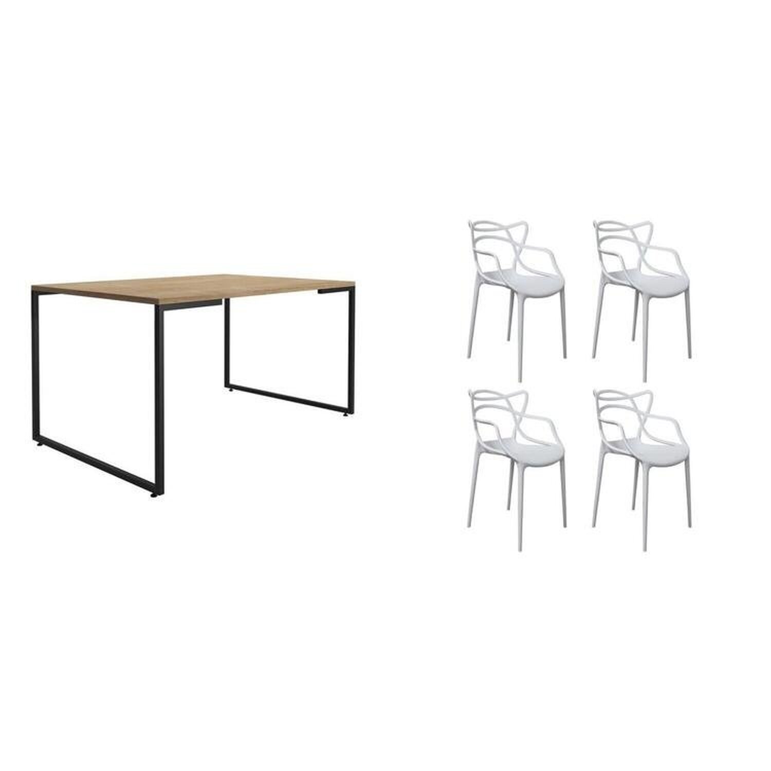 Conjunto Mesa De Jantar Com 4 Cadeiras Allegra Espresso Móveis Natura/branco