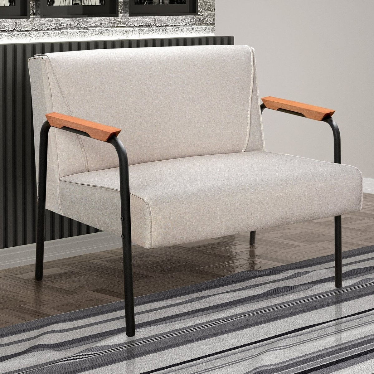 Namoradeira Braços Fixo Decorativa Jade Bege