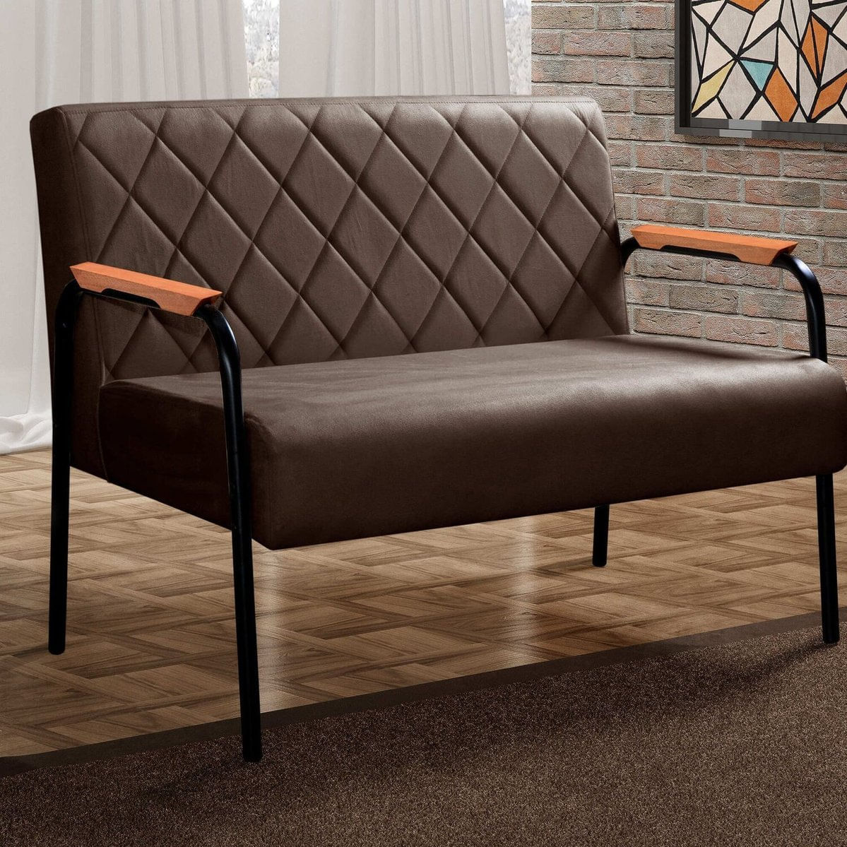 Namoradeira Cadeira Decorativa Sala, Recepção, Escritório Ludmilla Marrom