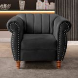 Poltrona Realeza Chesterfield Cadeira Vintage Decoração Retrô Preto