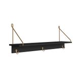 Prateleira Decorativa Multiuso Com 3 Ganchos Nero/dourado