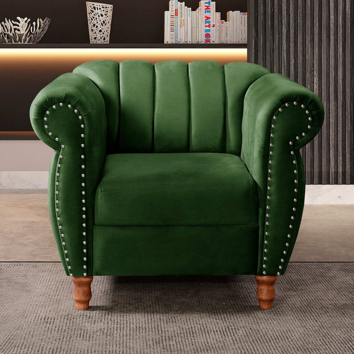 Poltrona Realeza Chesterfield Cadeira Vintage Decoração Retrô Verde