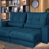 Sofá Retrátil E Reclinável Thor - Molas Ensacadas 230 Cm Azul