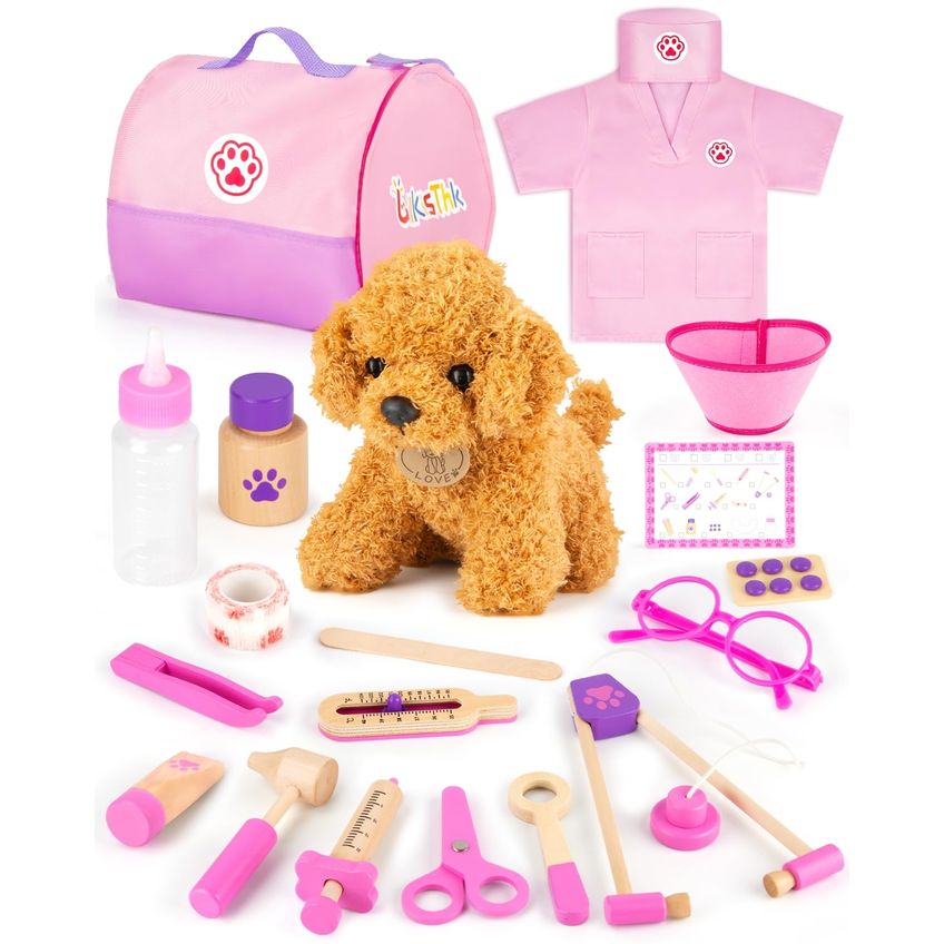 Conjunto Veterinário De Brinquedo Pretend Play Lilkisthk Wooden