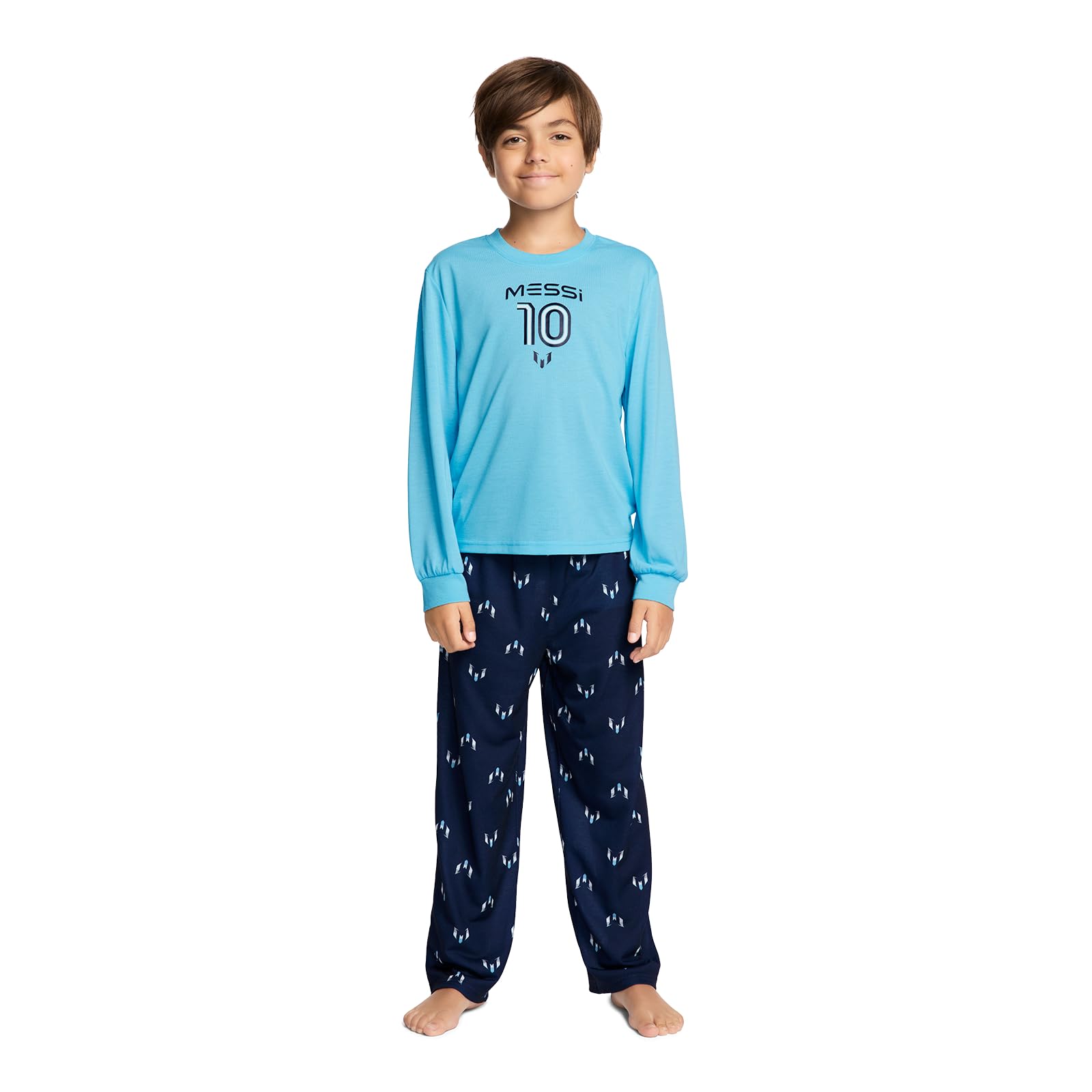 Conjunto De Roupas Messi Boys De Manga Comprida E Calça De Moletom Azul