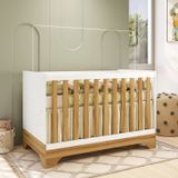 Berço Mini Cama 3 Em 1 Americano 100% Mdf Liam Retrô Espresso Móveis Branco Brilho/amêndoa