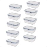 10 Pote Hermético Borossilicato Retangular 1040ml Microondas