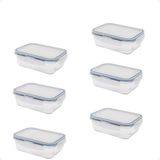 6 Pote Hermético Borossilicato Retangular 1040ml Microondas