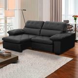 Sofa Retratil Reclinavel 2 Lugares 2,90m Crystal Veludo Grafite Lansofbr