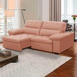 Sofa Retratil Reclinavel 2 Lugares 2,90m Crystal Veludo Rosê Lansofbr