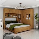Guarda-roupa Casal Modulado 4 Portas Com Cama Hercules 4 Portas 4 Gavetas Com Espelho