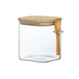 Pote Vidro Slim Quadrado Tampa E Colher Bambu 650ml Euro