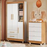 Quarto De Bebê Guarda Roupa 3 Portas E Cômoda 100% Mdf Nina