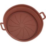Forma Air Fryer Em Silicone Redonda Com Alças Terracota