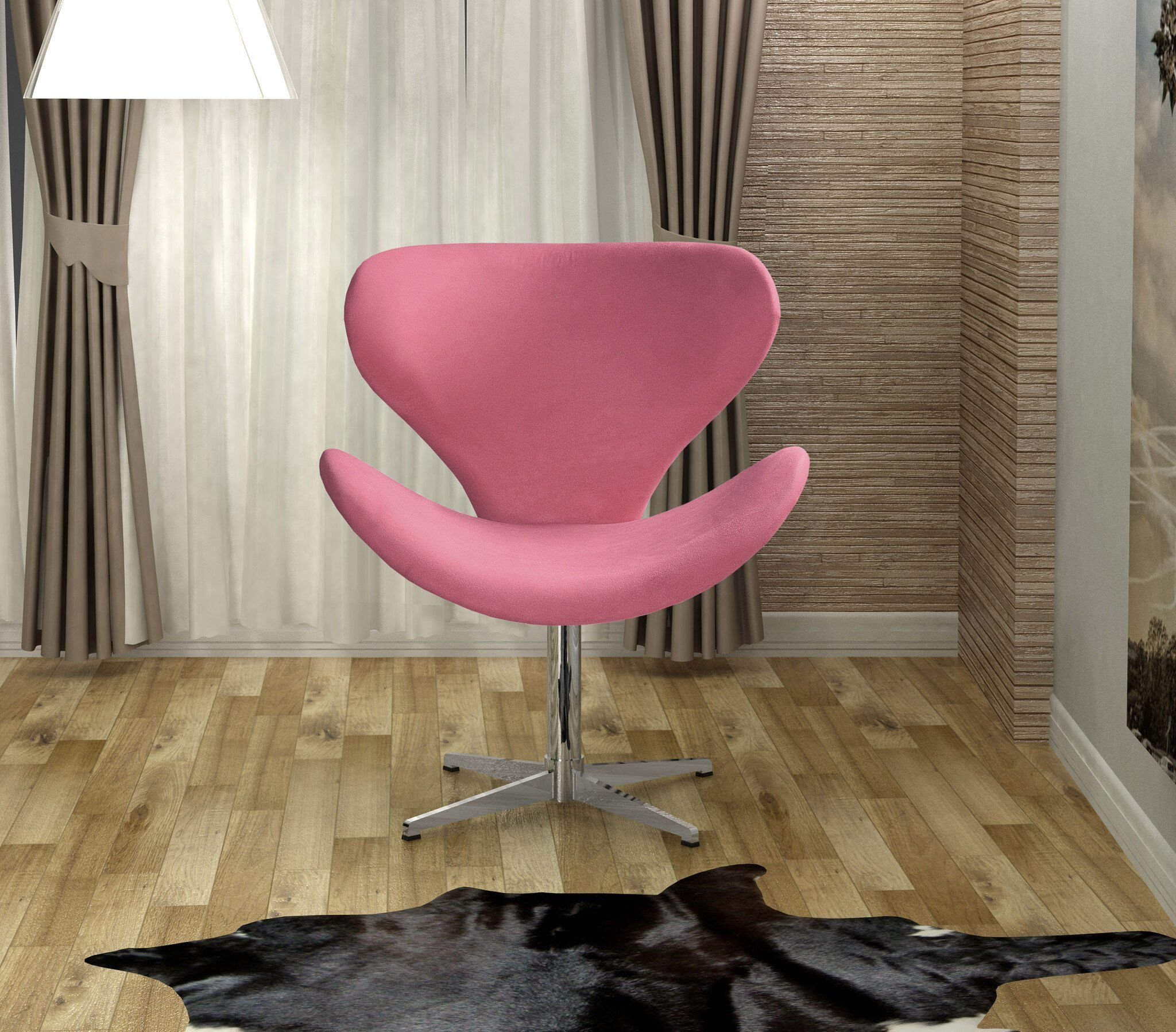 Poltrona Isis Cadeira Giratória Pés De Metal Decoração, Sala, Escritório, Recepção Rosa