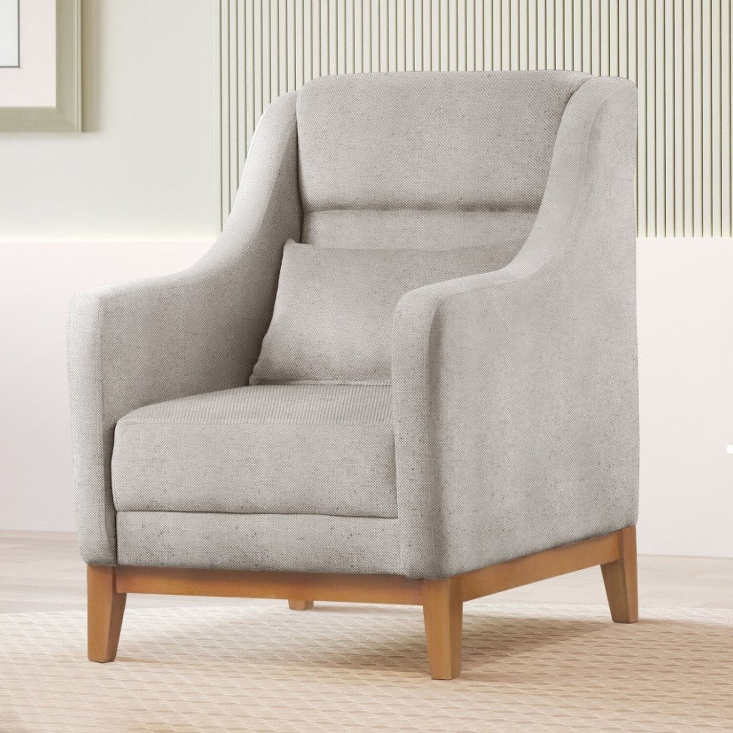 Poltrona Encosto Alto Linho Áquila Cinza