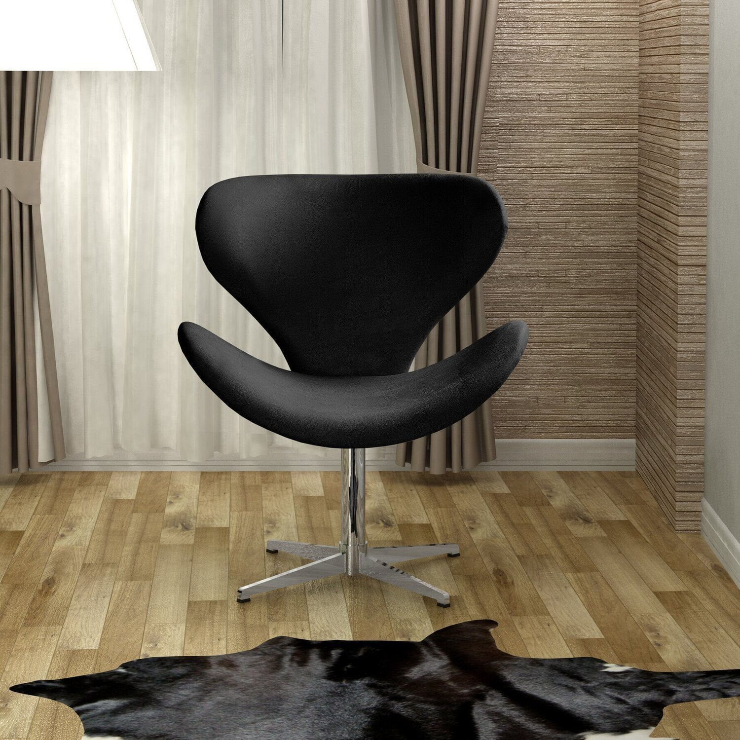 Poltrona Isis Cadeira Giratória Pés De Metal Decoração, Sala, Escritório, Recepção Preto