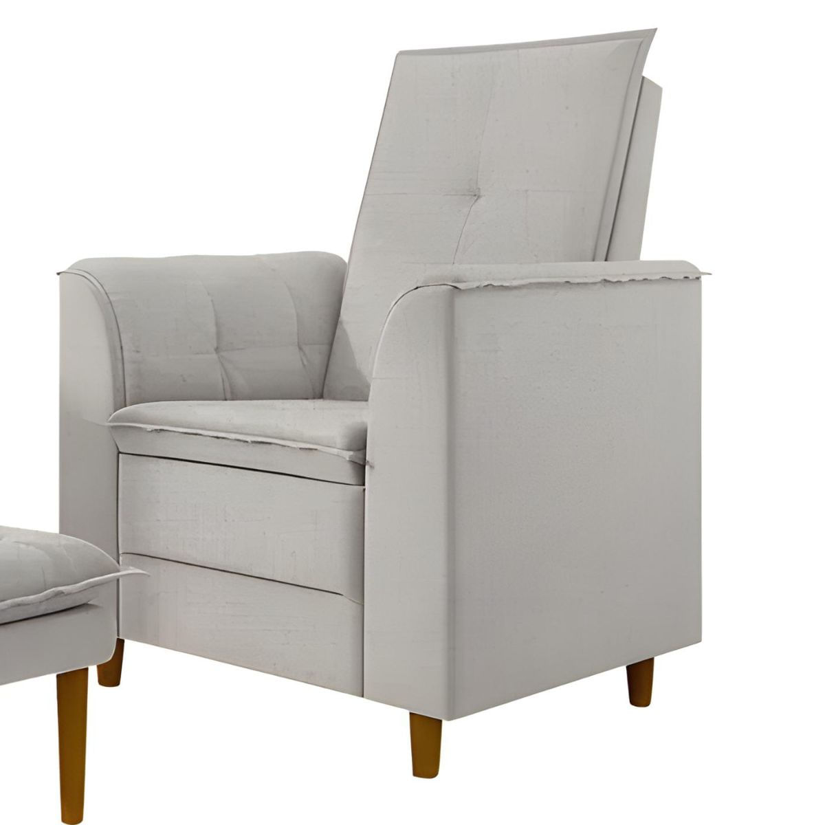 Poltrona Decorativa Estofada Confortável Sala Miley Linho