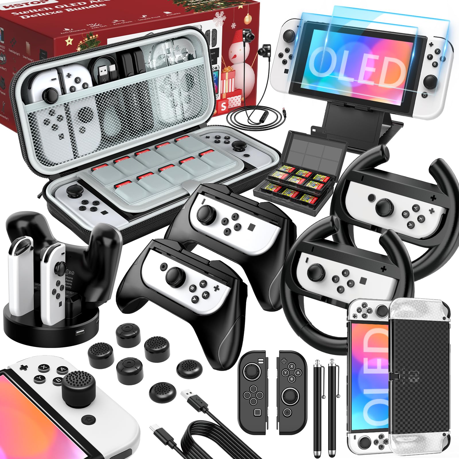 pacote De Acessórios] Kit De Presente Nintendo Switch Oled 27 Em 1