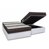 Cama Box Baú Casal: Colchão Ortopédico Ortobom Light + Base Crc Courano White (138x188)