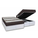 Cama Box Baú Queen: Colchão Ortopédico Ortobom Light + Base Crc Courano White (158x198)