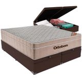Cama Box Baú E Colchão Airtech Springpocket Molas Ensacadas Queen Ortobom Queen Marrom