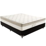 Cama Box Preto E Colchão King Best Bege Molas Ensacadas Casal Anjos