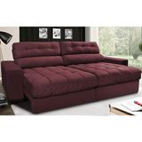 Sofá Retrátil e Reclinável com Molas Ensacadas Cama inBox Master 2,52m Tecido Suede Vinho