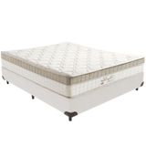Cama Box Branco E Colchão King Best Bege Molas Ensacadas Casal Anjos