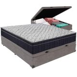 Cama Box Baú E Colchão Airtech 150 Espuma D45 Casal Ortobom Casal Cinza