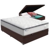 Cama Box Baú E Colchão Amsterdã Molas Ensacadas Casal Probel Casal Marrom