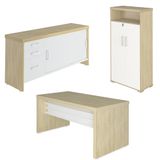 Conjunto Escritório 3 Peças Mesa 158cm Corp A06 Carvalho/branco - Mpozenato